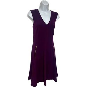 Eggplant Dark Purple Marc New York Sheath Dress with Gold Accents